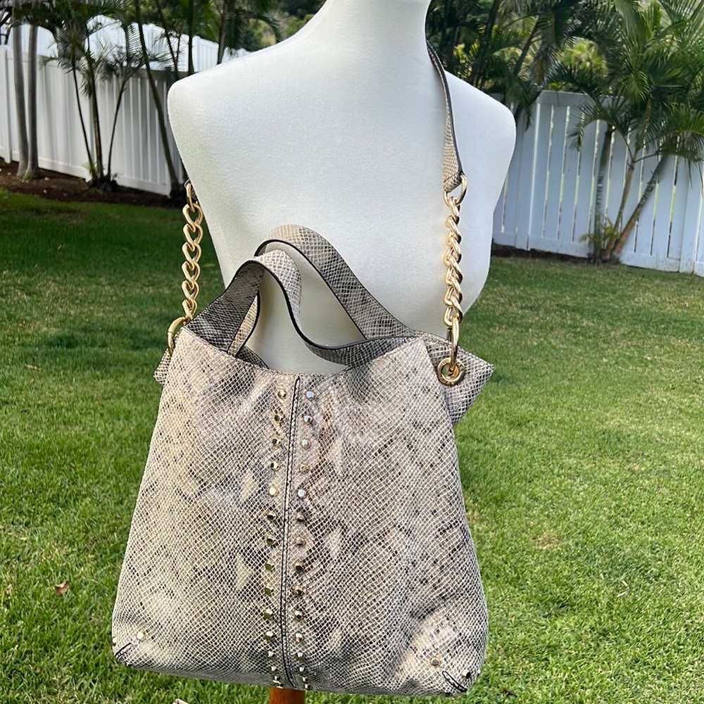 Authentic Micheal Kors Beautiful snake skin/ leather satchel